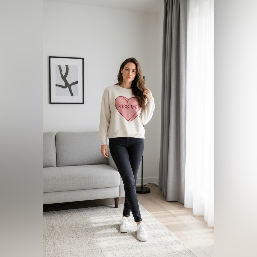 Jessica Simpson Cream 'Kiss Me' Heart Sweater